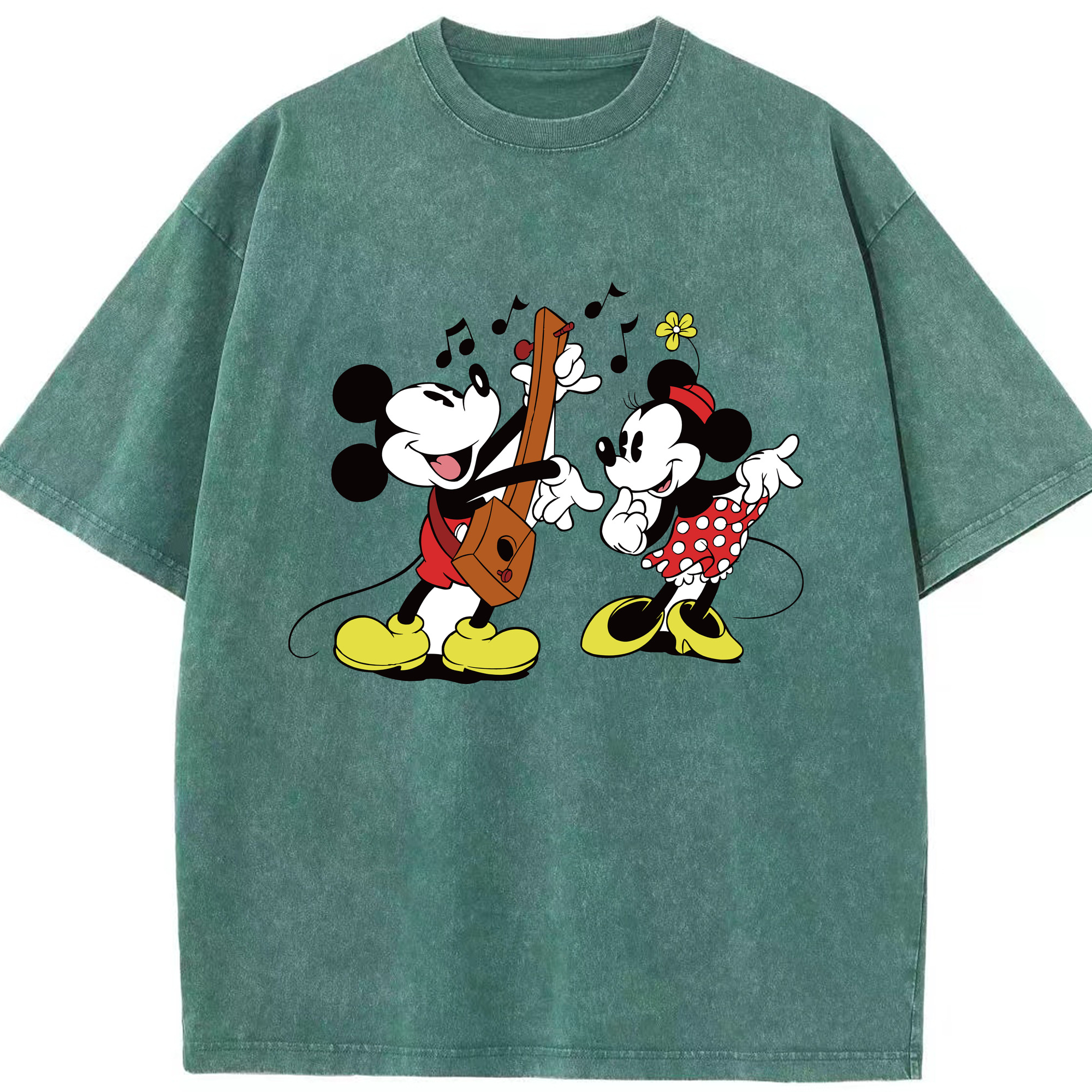（画像用） ミッキーマウス Mickey Mouse 綿100% ヴィンテージ風 半袖Tシャツ（フロントプリント）